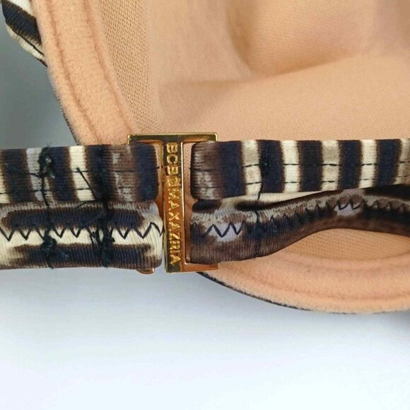 BCBG MaxAzria Bikini Top Womens Sz S Brown Boho Geo Minimal Gold Y2K Island Girl - Picture 10 of 12